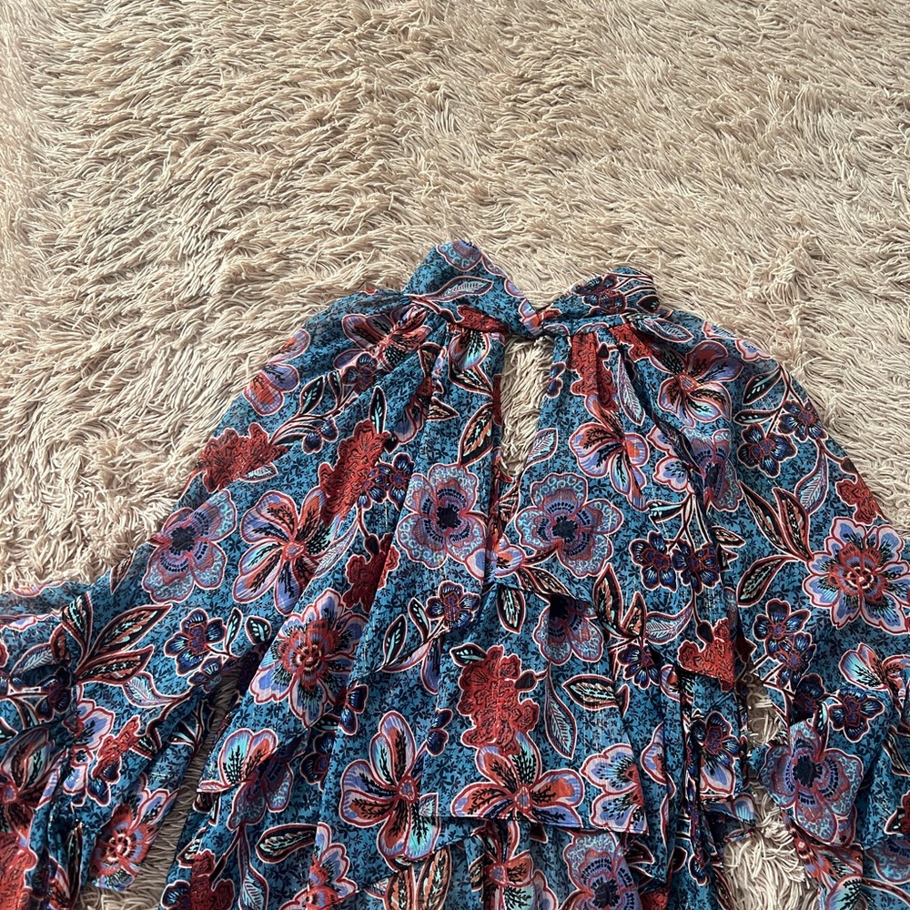 Misa Los Angeles Floral Tunic in Blue and Red